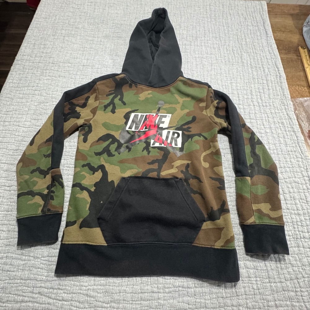 Nike Air Jordan Hoodie Youth Large 12-13 Camo Sweatshirt Jump Man Read Descripti